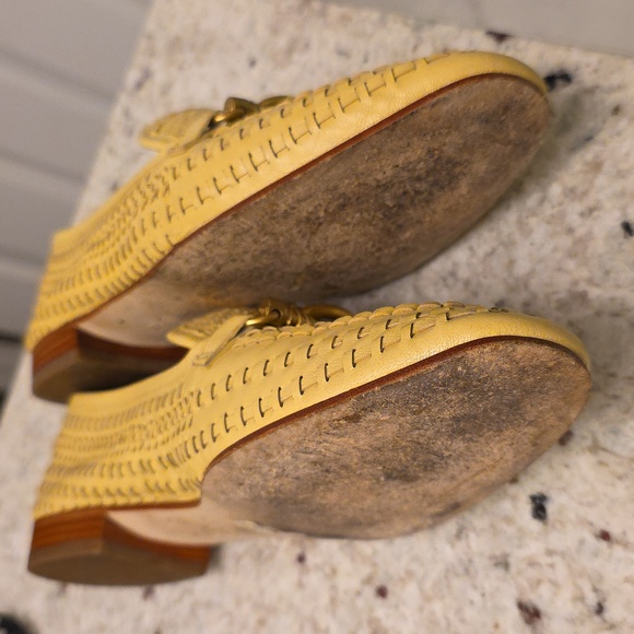 Tory Burch Yellow Woven Flats with Gold Detail - Picture 9 of 9